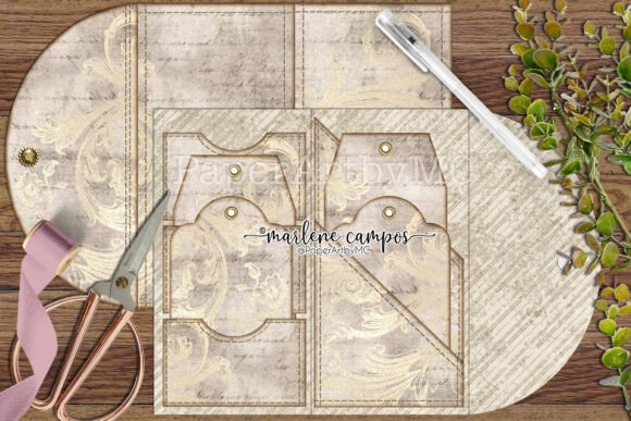 Download Neutral Damask Mini Folio Junk Journal - Neutral Collection