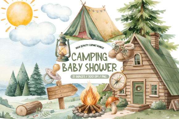 Download Camping Baby Shower Clipart - Baby shower clipart Collection