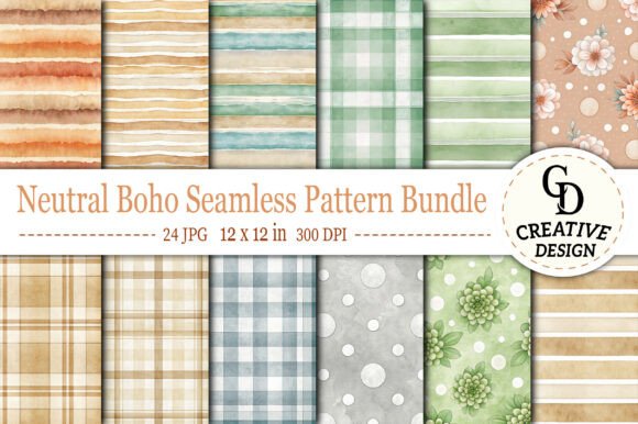 Download Neutral Boho Seamless Pattern Bundle - Neutral Collection