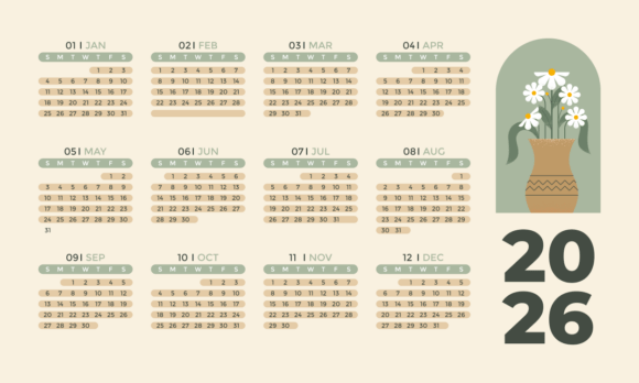 Download 2026 Neutral Tones Minimalist Calendar - Neutral Collection
